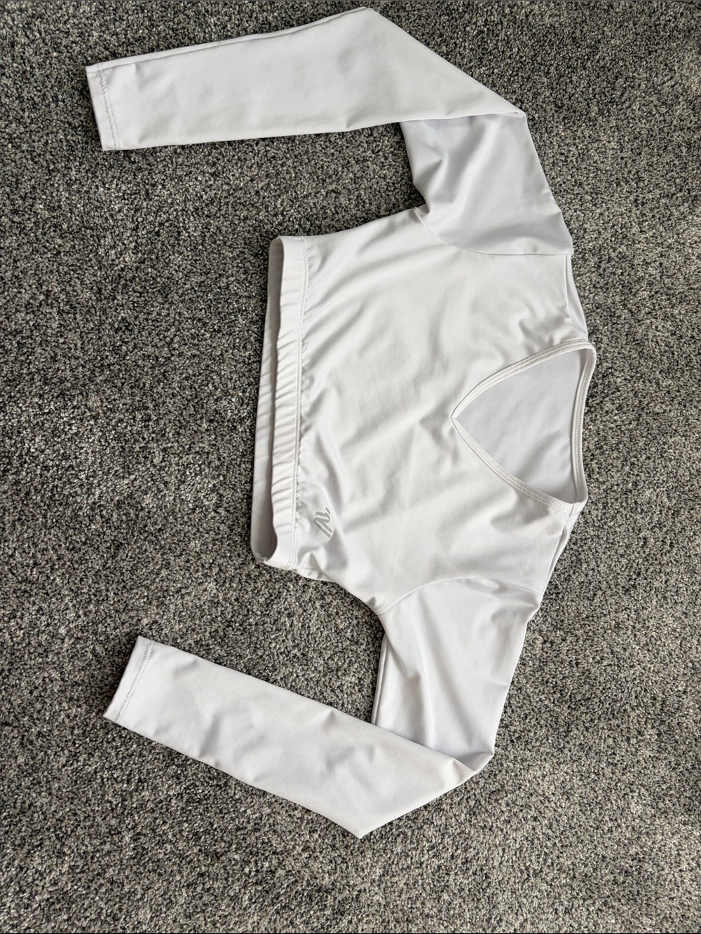 Varsity White Cropped Long-Sleeve Athletic Top